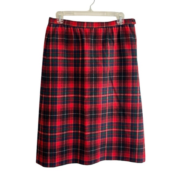 VTG Pendleton Skirt Tartan Plaid Wool Midi 14P Lined Pleaded Pockets Made in USA - Picture 4 of 13